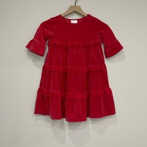 Hanna Andersson Holiday velvet tiered ruffle girls dress